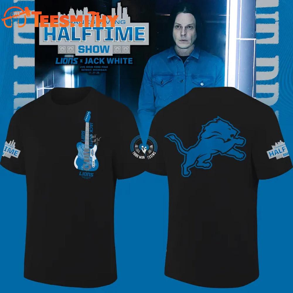 Detroit Lions x Jack White Thanksgiving Halftime Show Black T Shirt