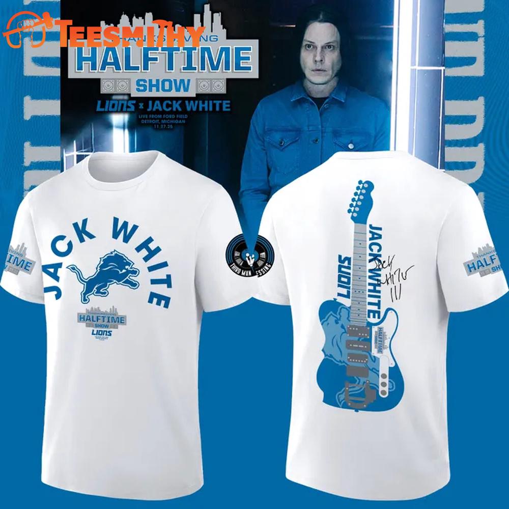 Detroit Lions x Jack White Thanksgiving Halftime Show White T Shirt