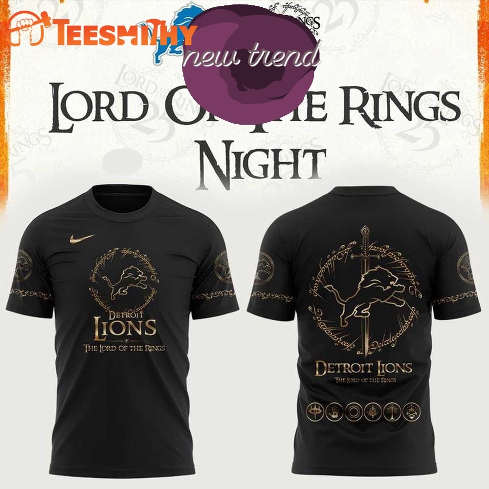 Detroit Lions x The Lord of the Rings 2026 Special New Black T Shirt