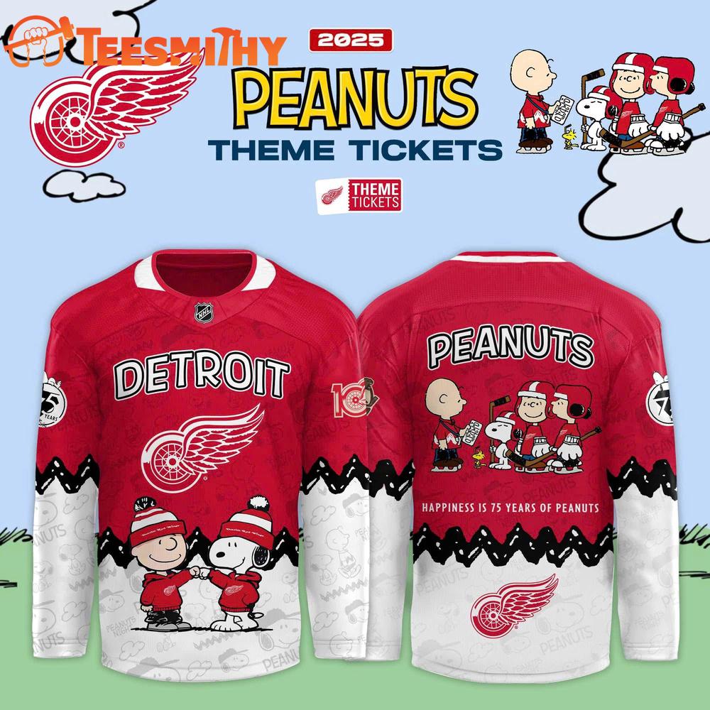 Detroit Red Wings x Snoopy Peanut 2025 Christmas Limited Edition Hockey Jersey