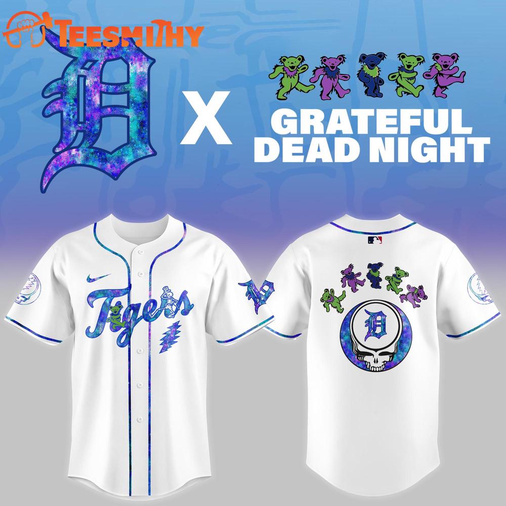 Detroit Tigers 2025 Grateful Dead Night Game Baseball Jersey