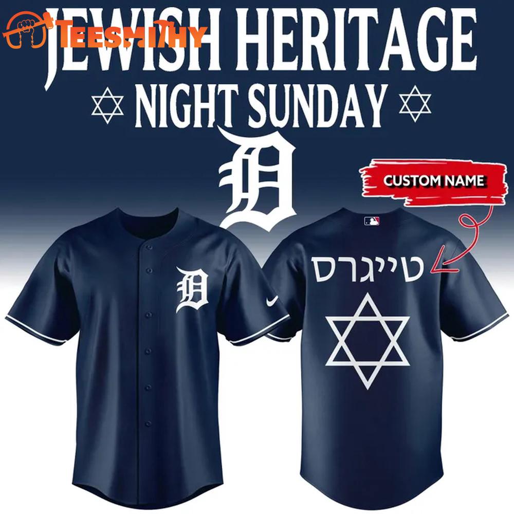 Detroit Tigers 2026 Jewish Heritage Night Custom Baseball Jersey