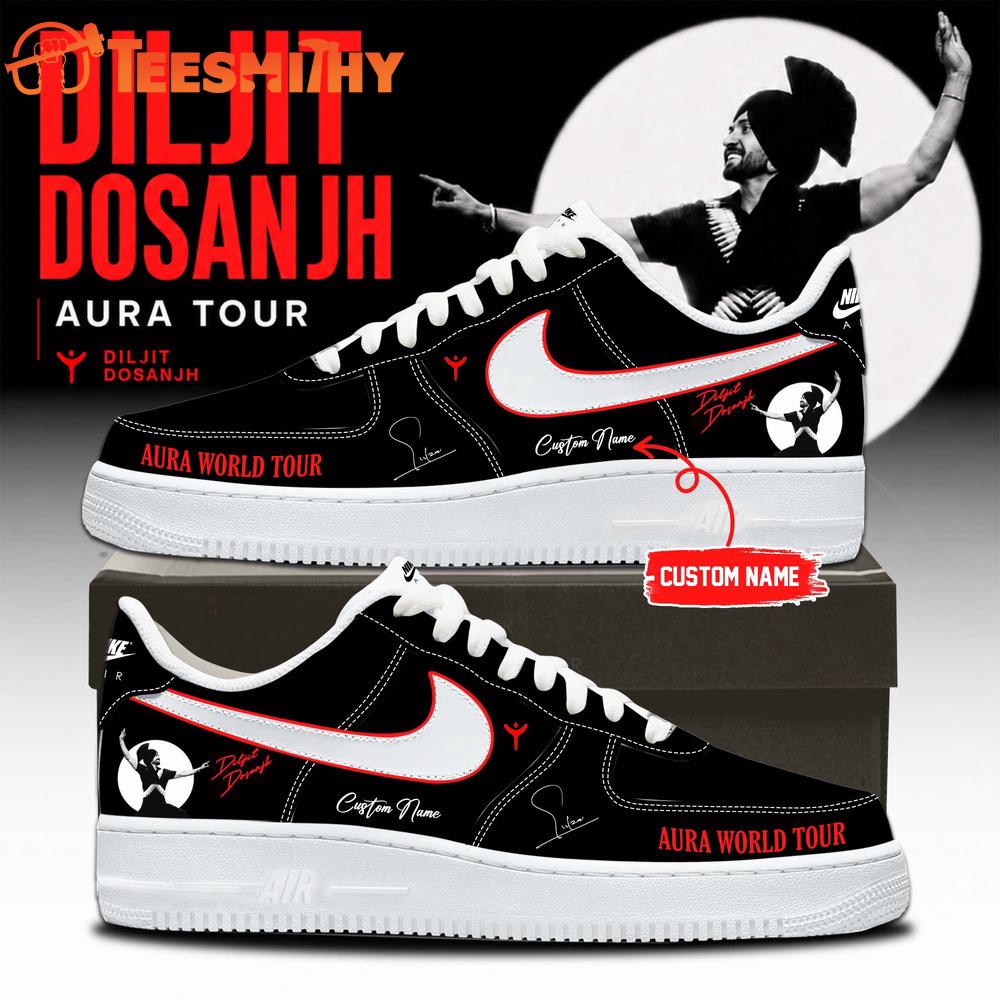 Diljit Dosanjh AURA World Tour 2026 Signature Black Air Force 1 Shoes
