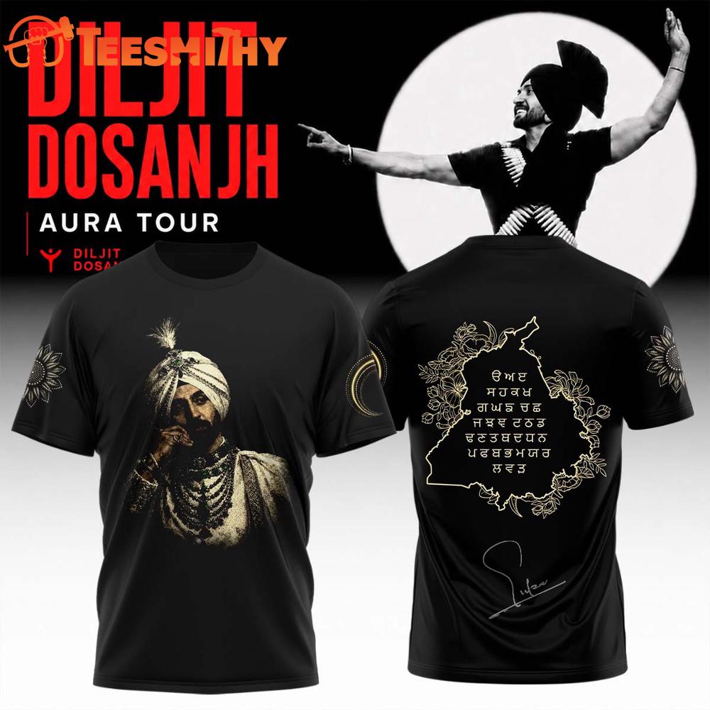 Diljit Dosanjh AURA World Tour 2026 Signature New Design T Shirt