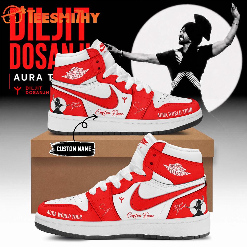 Diljit Dosanjh AURA World Tour 2026 Signature Red Air Jordan 1 Shoes