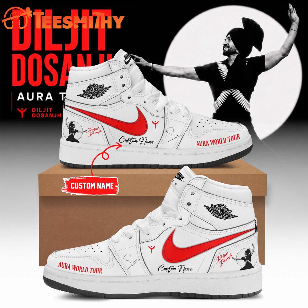 Diljit Dosanjh AURA World Tour 2026 Signature White Air Jordan 1 Shoes