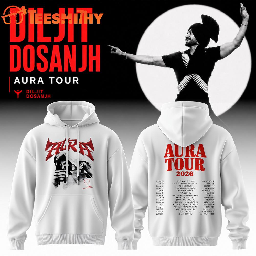 Diljit Dosanjh AURA World Tour 2026 Signature White Hoodie