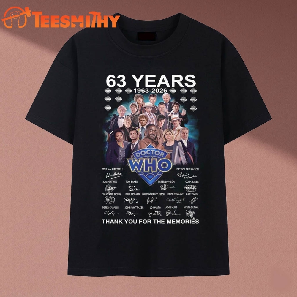 Doctor Who 63 Years 1963 2026 All Doctors Cast Signatures T Shirt