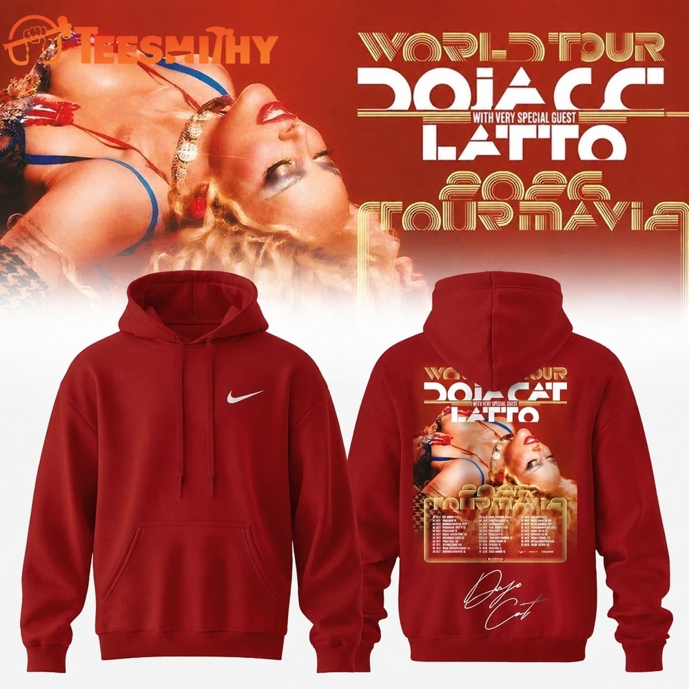 Doja Cat Tour Ma Vie World Tour 2026 Signature Graphic Red Hoodie
