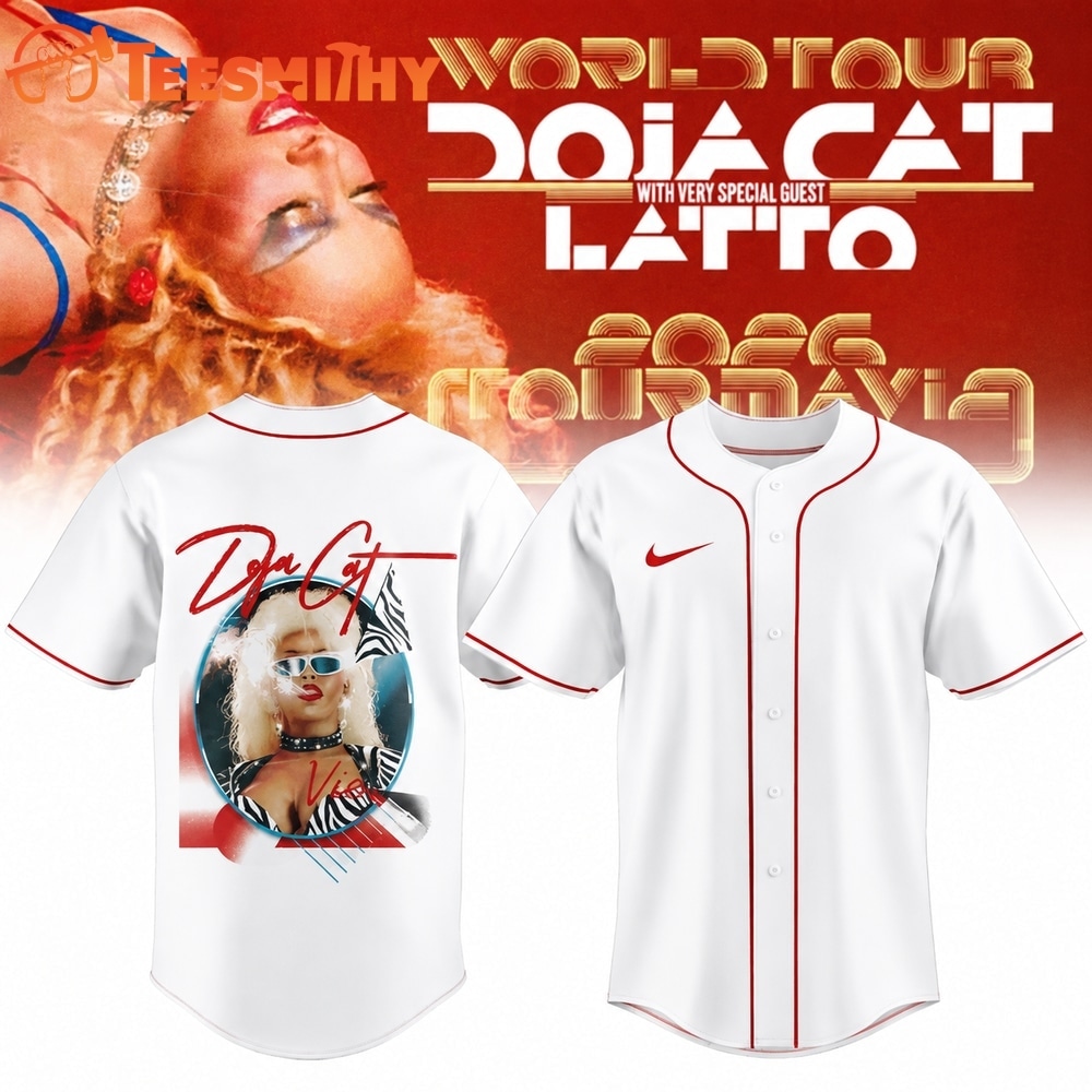 Doja Cat Tour Ma Vie World Tour 2026 Signature Graphic White Baseball Jersey