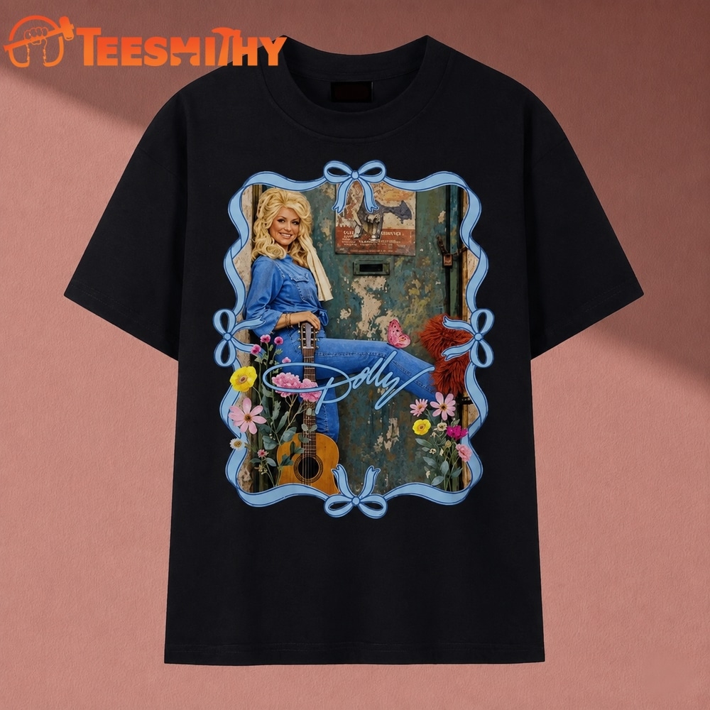 Dolly Parton Country Music Floral Ribbon Frame Vintage Graphic T Shirt