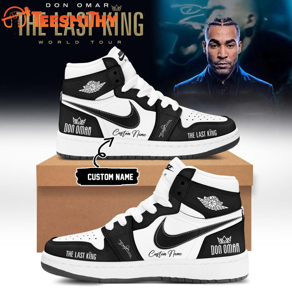 DON OMAR The Last King World Tour 2026 Black Air Jordan 1 Hightop Shoes