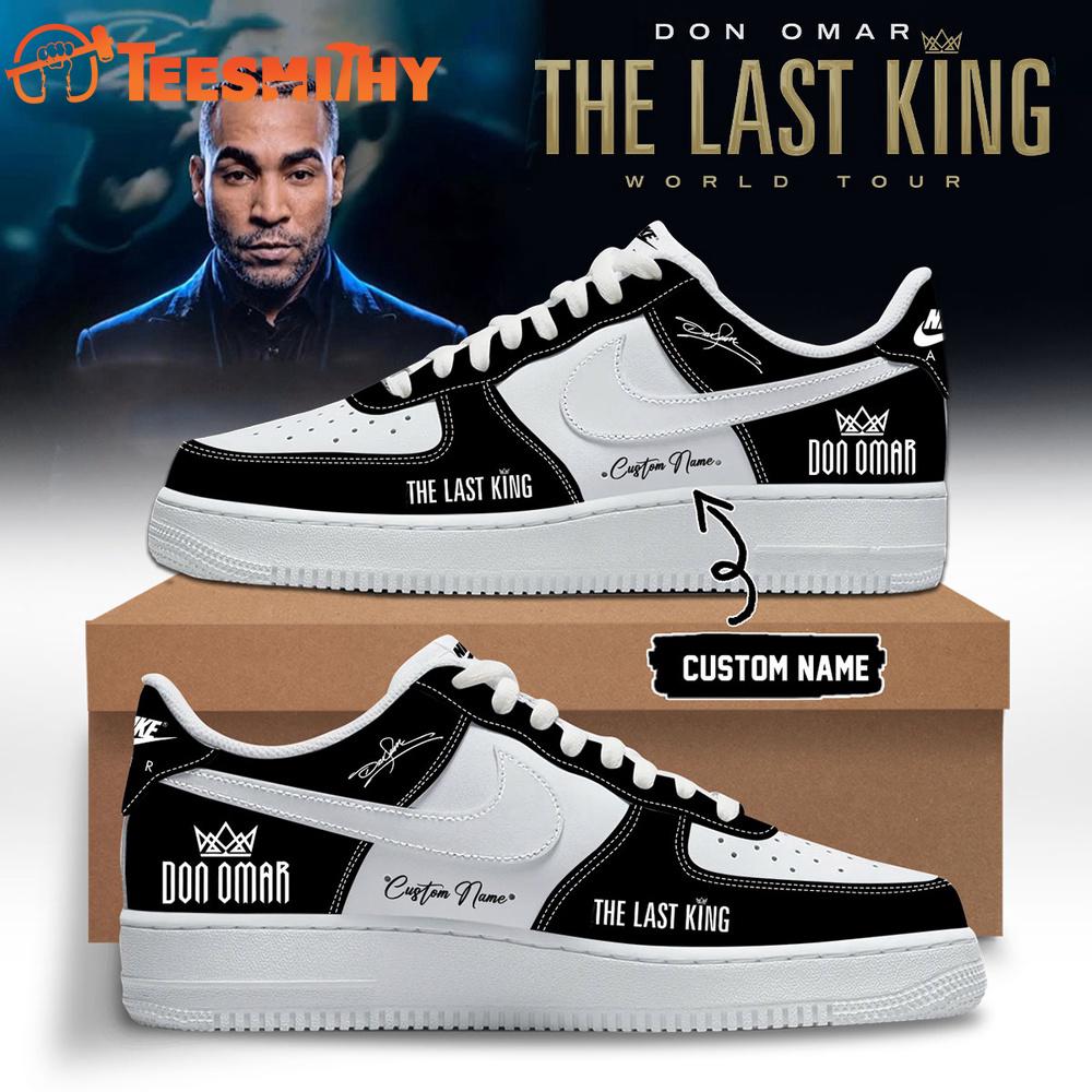 DON OMAR The Last King World Tour 2026 Limited Edition Signature Black Air Force 1 Shoes