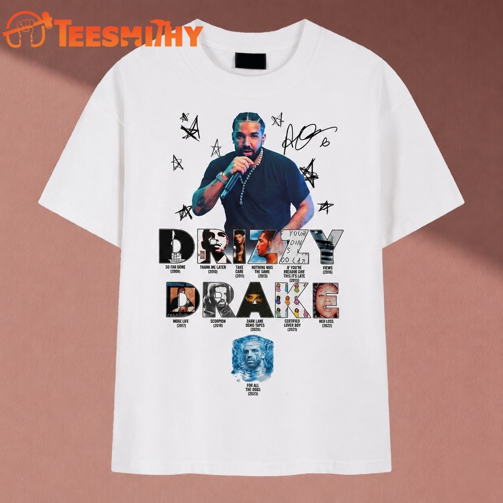 Drake Drizzy Album Titles Collage Signature Hip Hop T Shirt