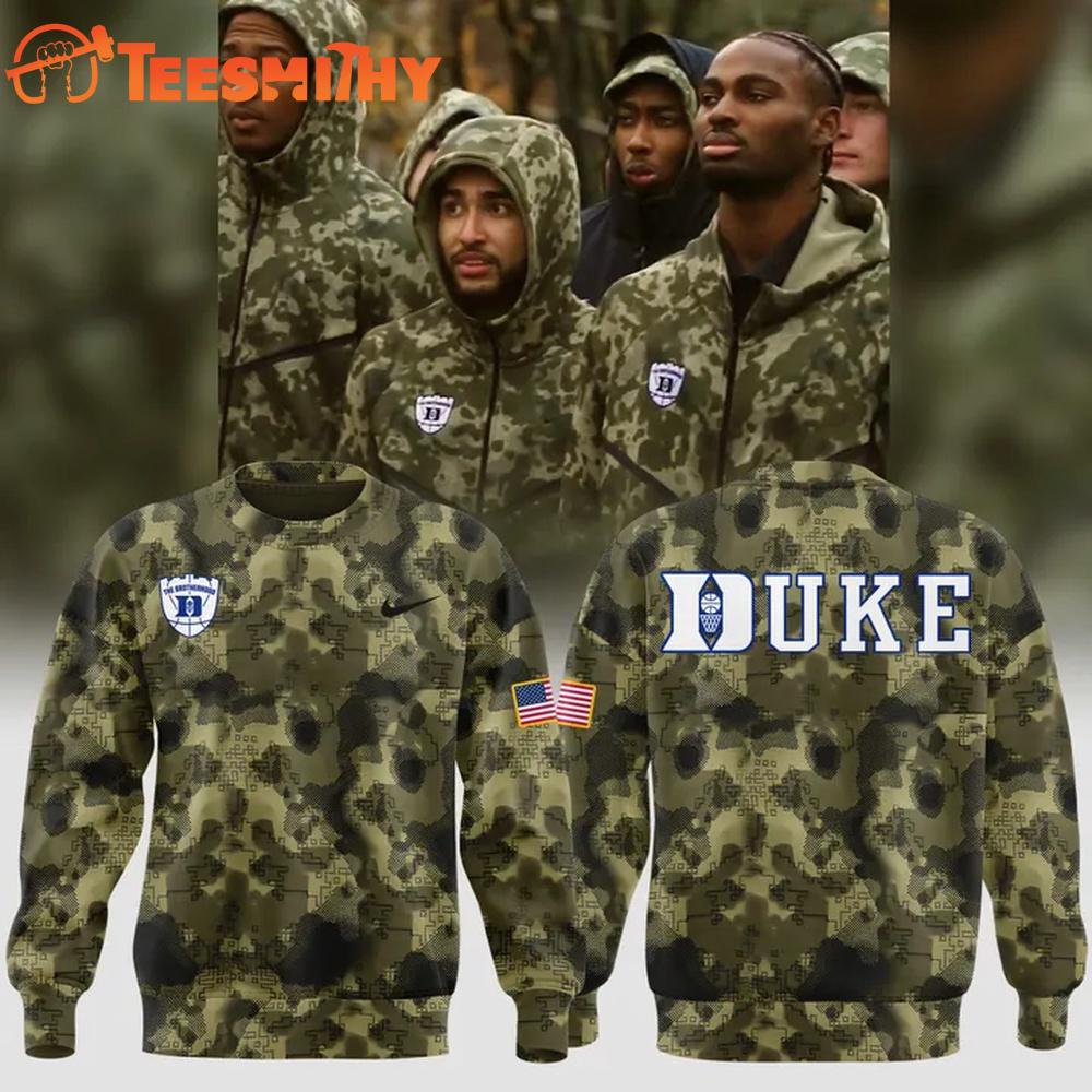 Duke Blue Devils Men's Basketball 2025 Military Appreciation Camo Sweatshirt