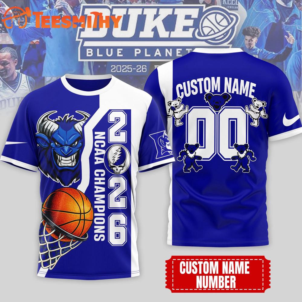 Duke Blue Devils NCAA Grateful Dead Court Kings 2026 3D T Shirt