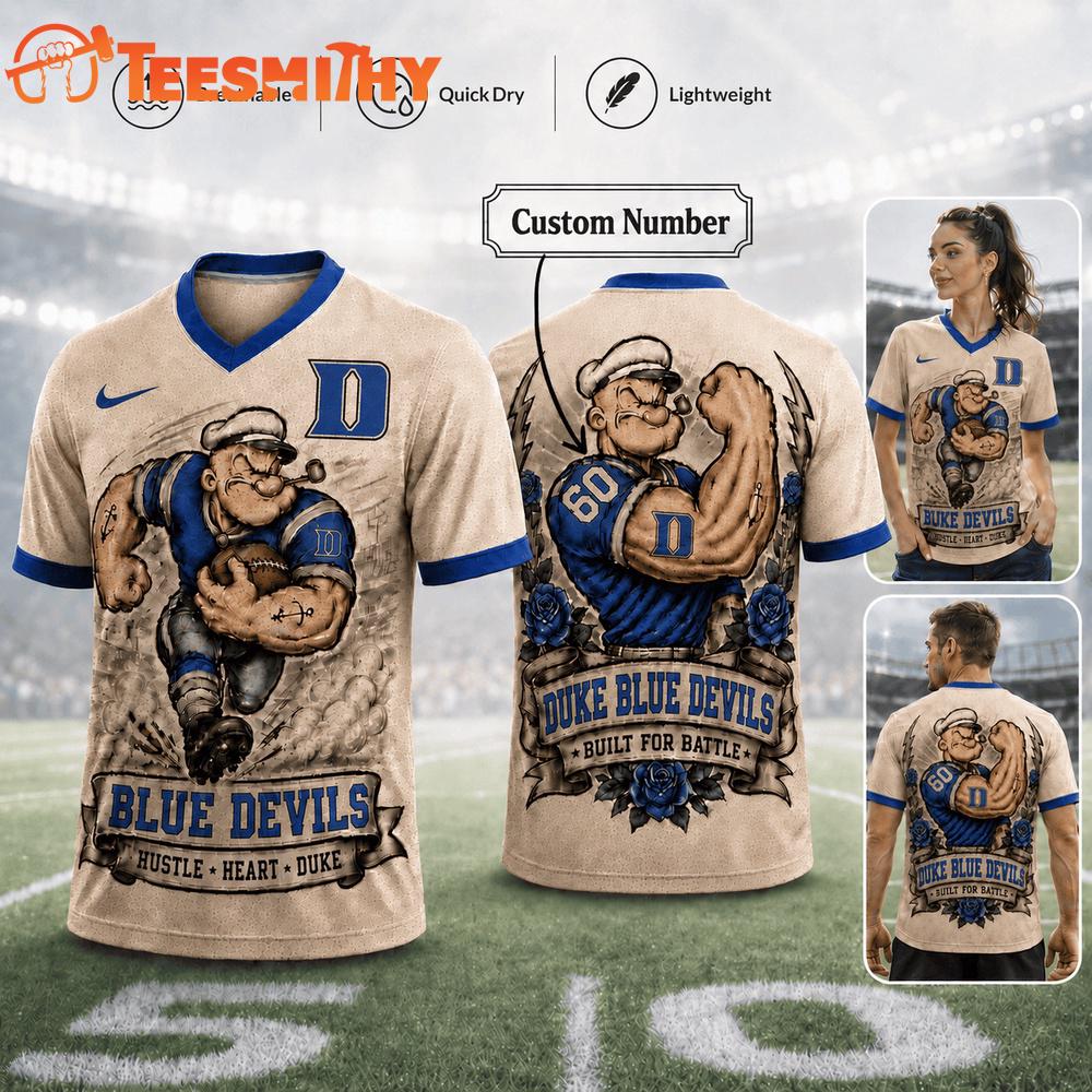 Duke Blue Devils NCAA Popeye Vintage Tattoo Football Jersey