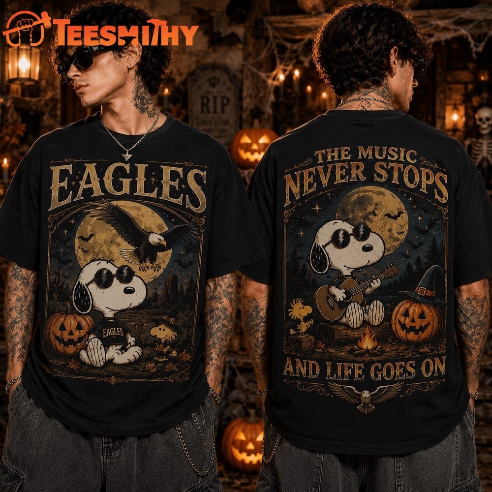 Eagles Snoopy Halloween The Music Never Stops 3D Shirt