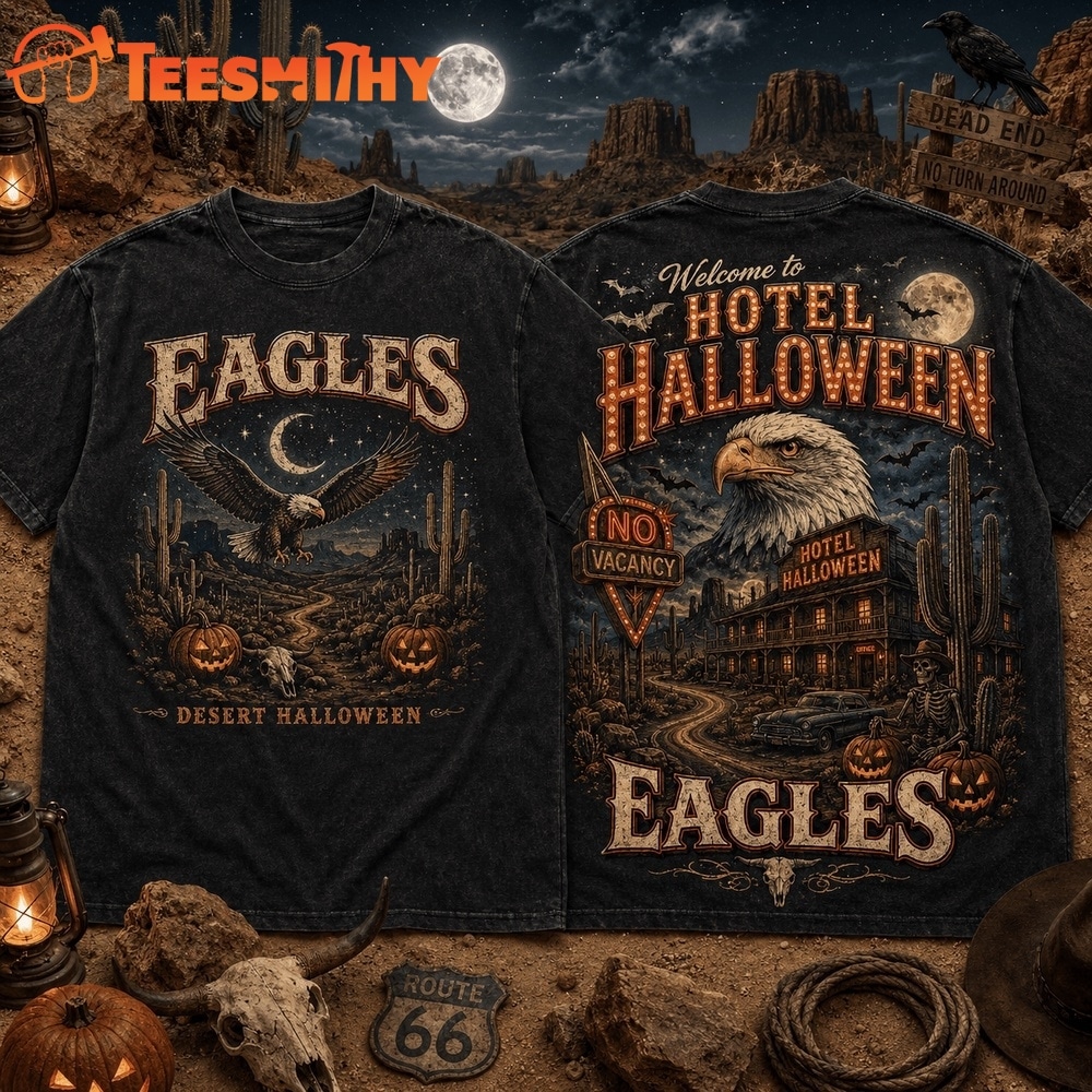 Eagles Welcome to Hotel Halloween T Shirt, Desert Halloween 3D Shirt