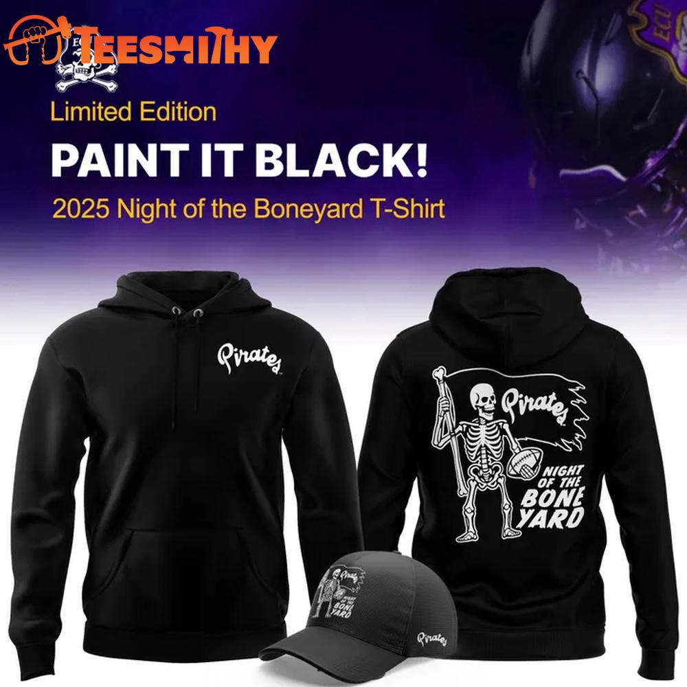 East Carolina Pirates Football Black 2025 Night of the Boneyard Hoodie