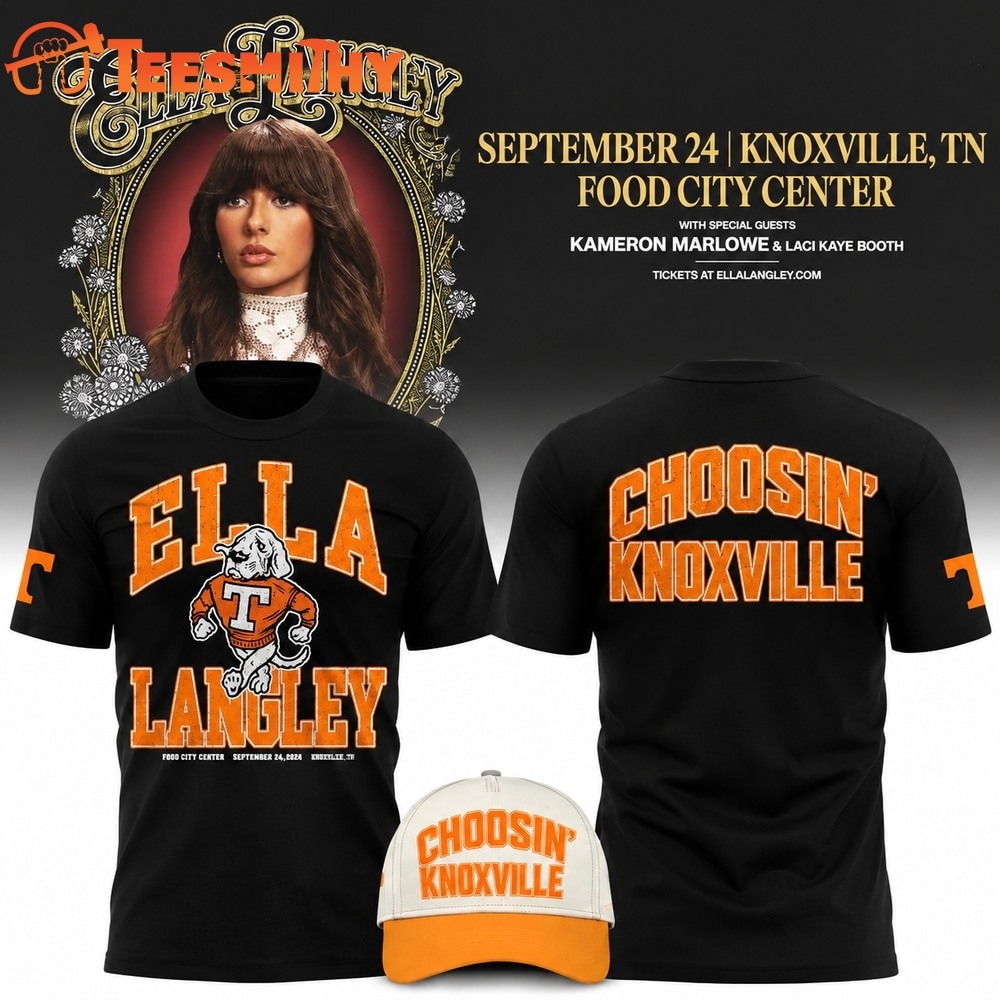Ella Langley x Tennessee Volunteers Choosin Knoxville The Dandelion Tour 2026 Black T Shirt