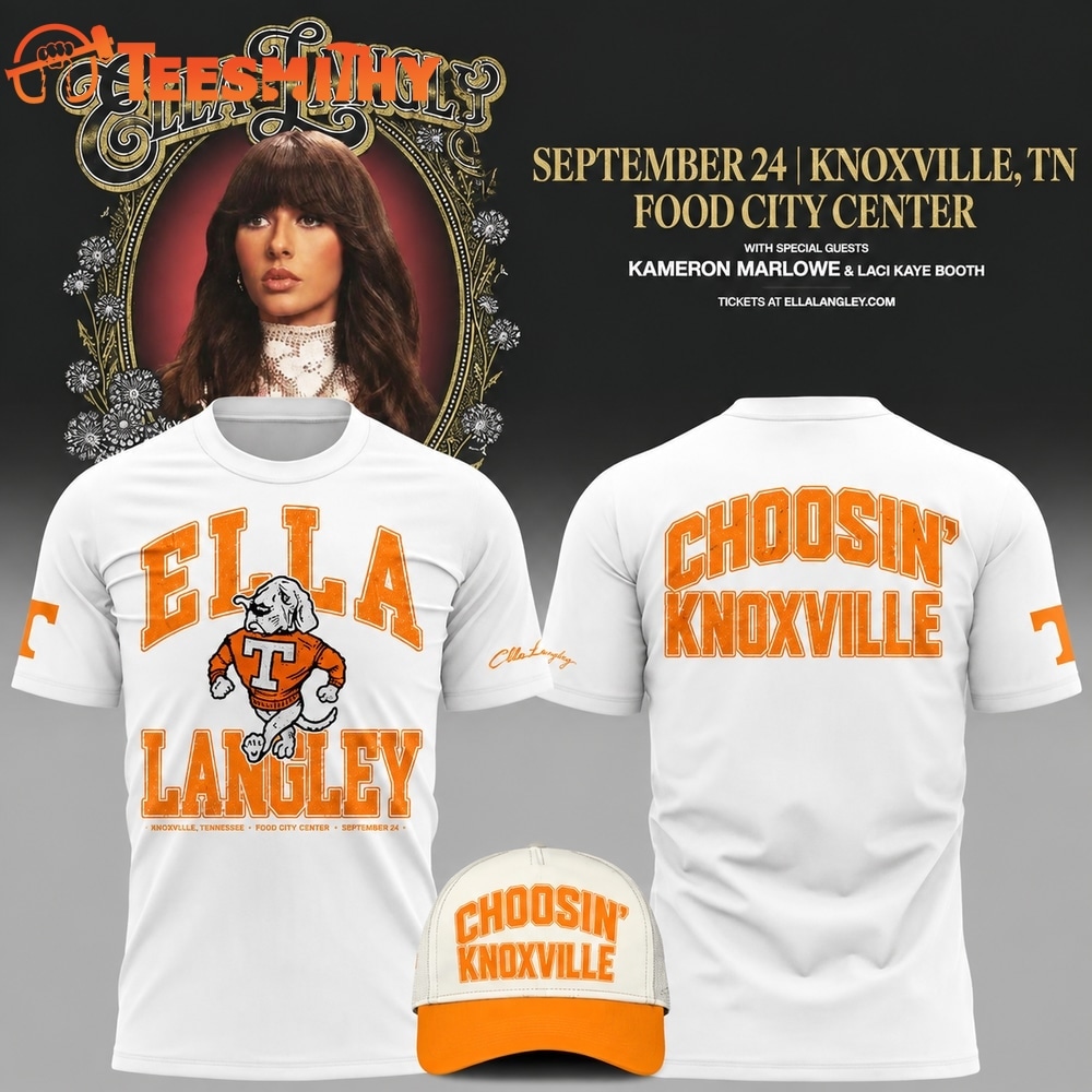 Ella Langley x Tennessee Volunteers Choosin Knoxville The Dandelion Tour 2026 White T Shirt
