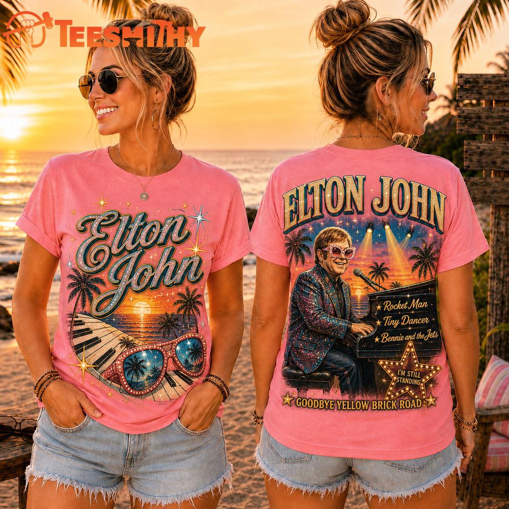 Elton John Retro Sunset Music 3D T-Shirt