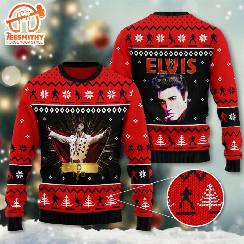 Elvis Presley For Christmas Gifts 3D Ugly Christmas Holiday Sweater