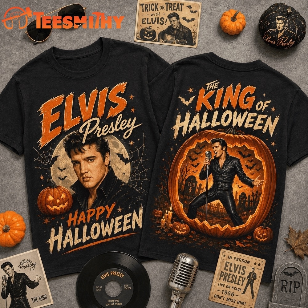 Elvis Presley Halloween Vintage Graphic Spooky Music Fan Shirt