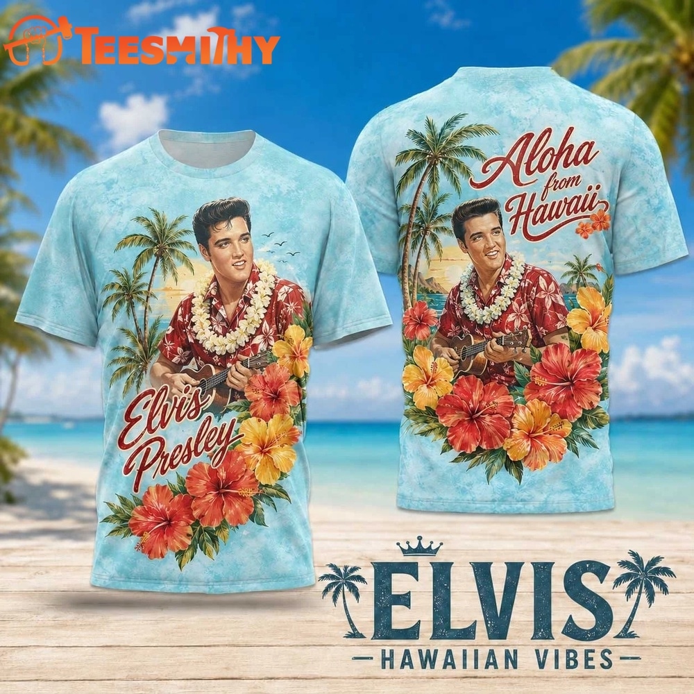 Elvis Presley Hawaiian Lei Retro Portrait 2026 3D Shirt