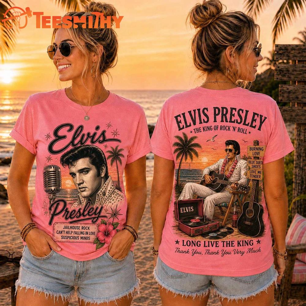 Elvis Presley Retro Sunset Music 3D T-Shirt