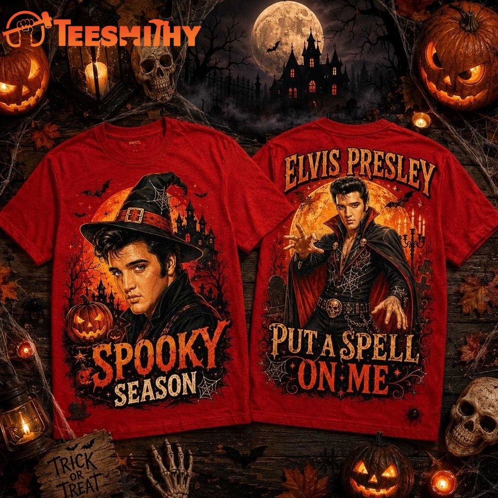 Elvis Presley Witch Hat And Vampire Cape Halloween 2026 3D Shirt