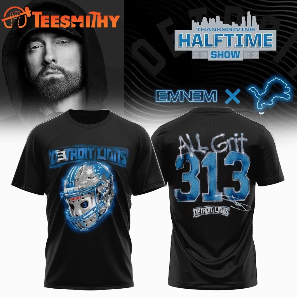 Eminem x Detroit Lions Signature 3D All Grit 313 T Shirt