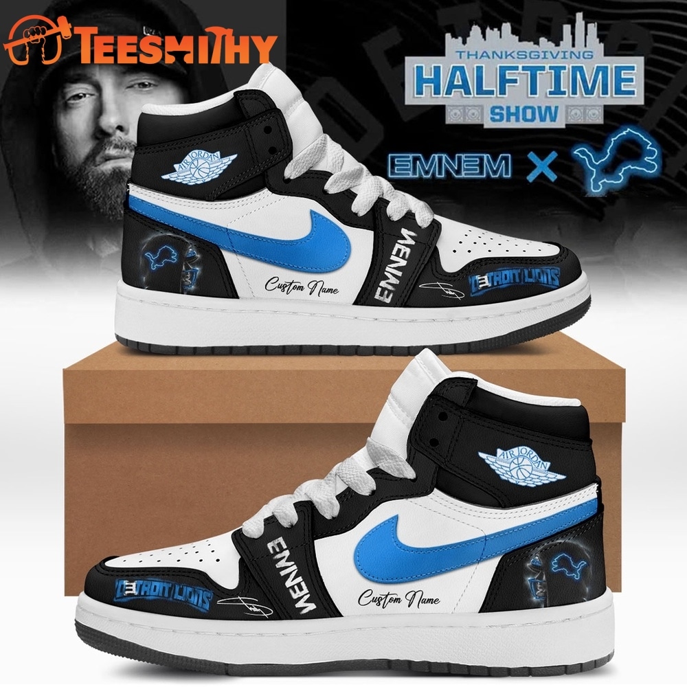 Eminem x Detroit Lions Signature Air Jordan 1 Hightop Shoes