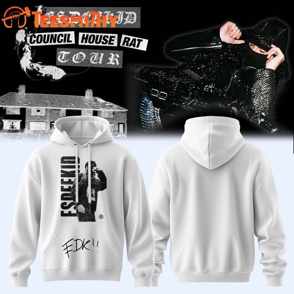 EsDeeKid Council House Rat Tour 2026 White Hoodie