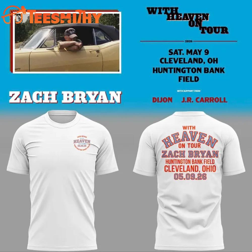 Exclusive 2026 Cleveland With Heaven on Tour Zach Bryan T-Shirt