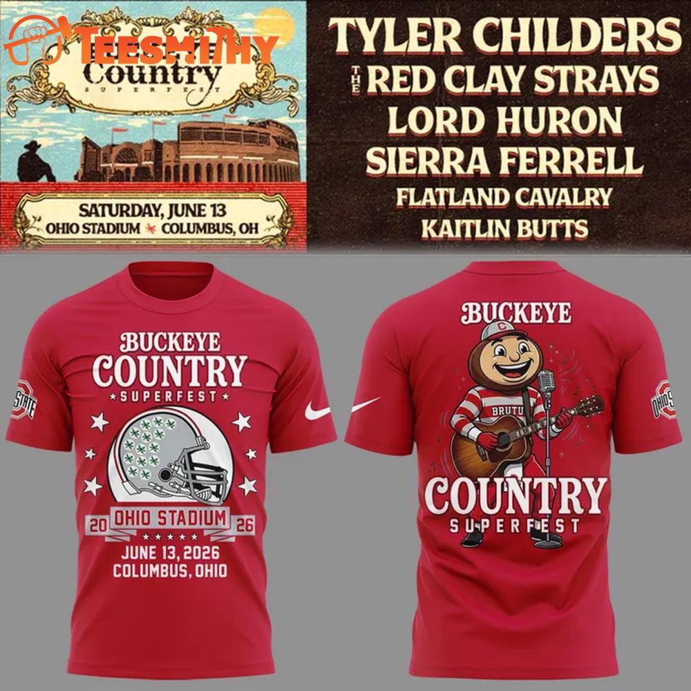 Exclusive Buckeye Country Superfest x Ohio State Buckeyes Football 2026 T-Shirt