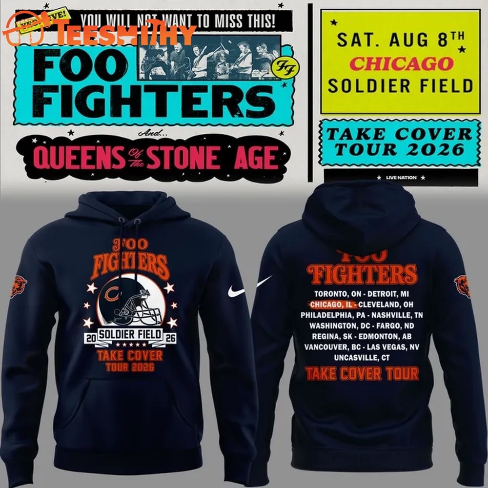 Exclusive Foo Fighters x Chicago Bears, Take Cover Tour 2026 Hoodie