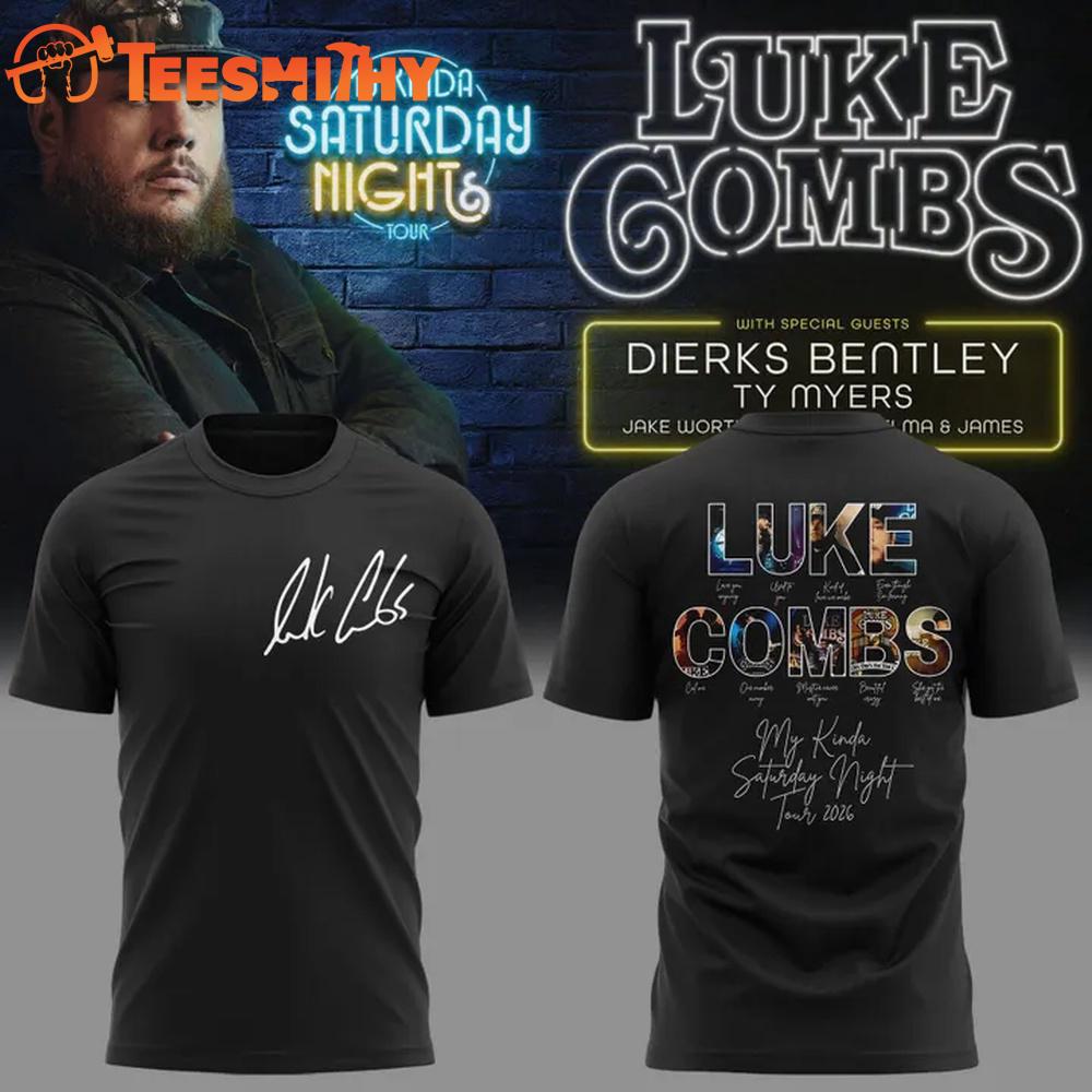 Exclusive Luke Combs My Kinda Saturday Night Tour Dierks Bentley Ty Myers 2026 T Shirt