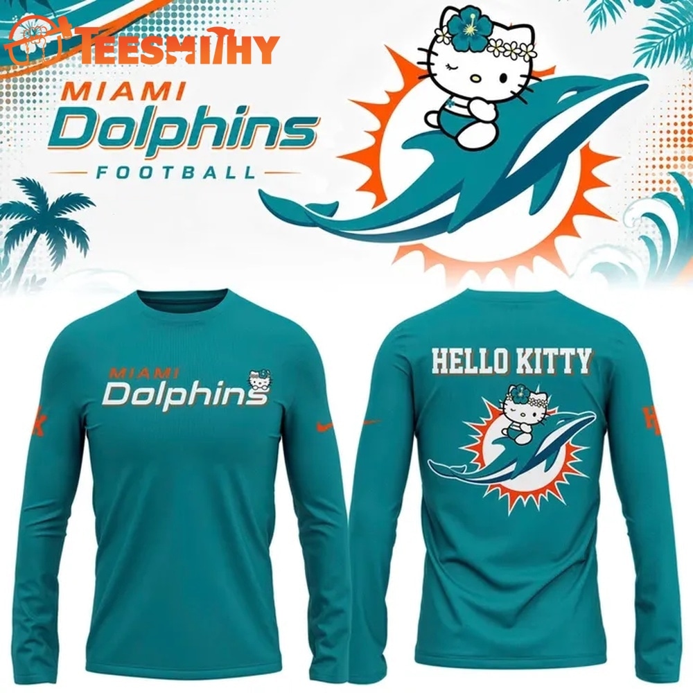 Exclusive Miami Dolphins x Hello Kitty 2026 Blue Long Sleeve Shirt