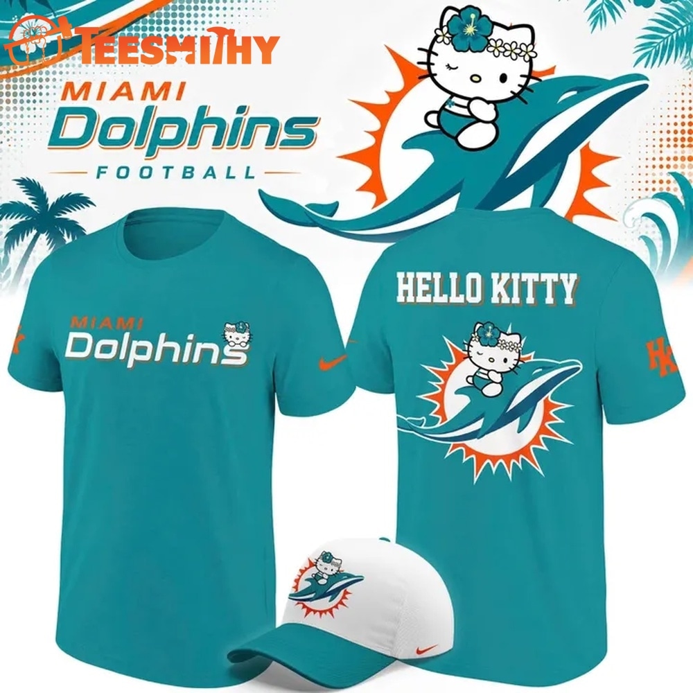 Exclusive Miami Dolphins x Hello Kitty 2026 Blue T Shirt