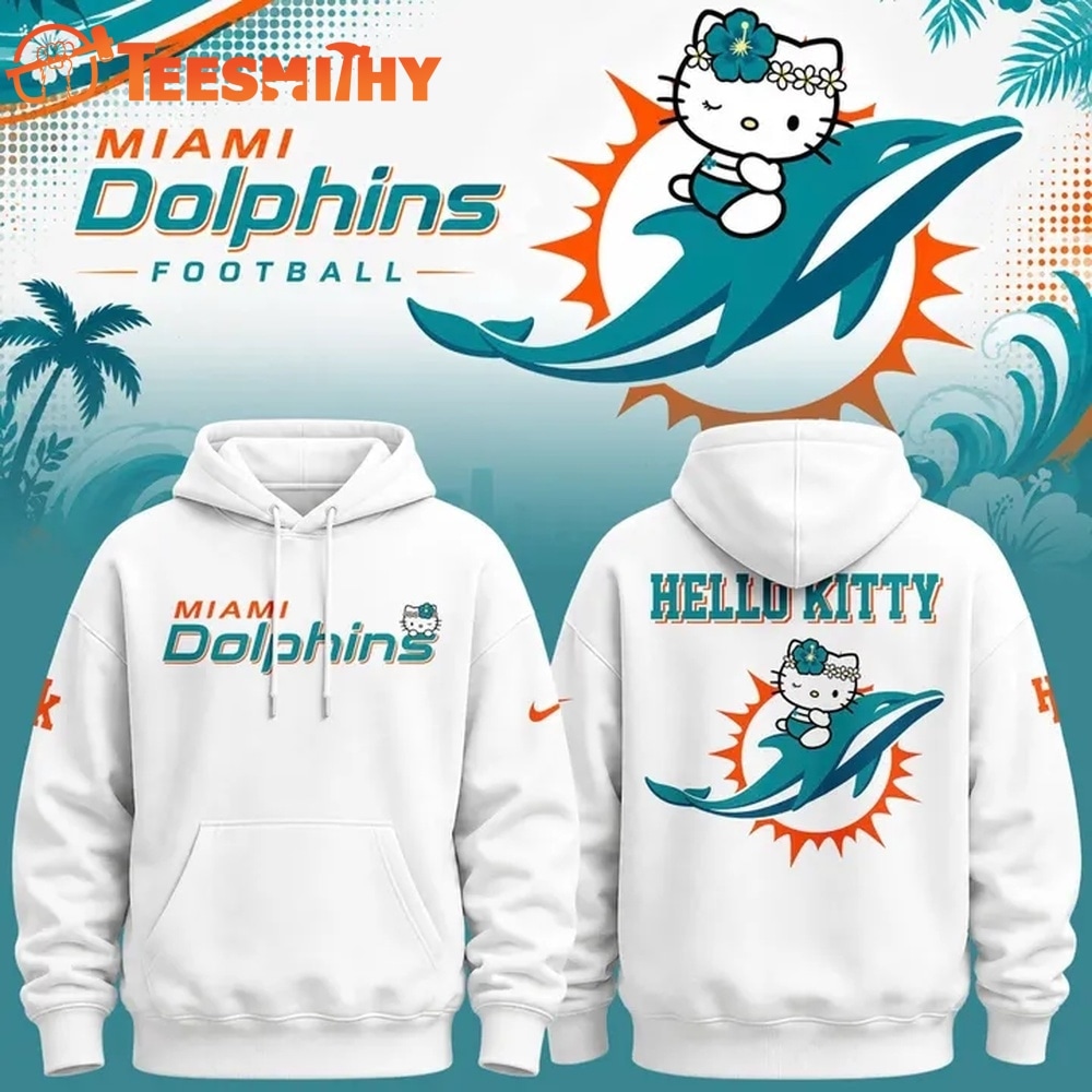 Exclusive Miami Dolphins x Hello Kitty 2026 White Hoodie