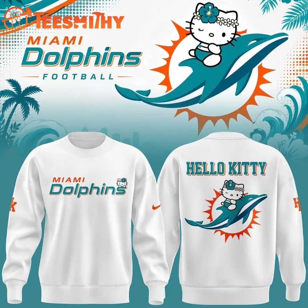 Exclusive Miami Dolphins x Hello Kitty 2026 White Sweatshirt