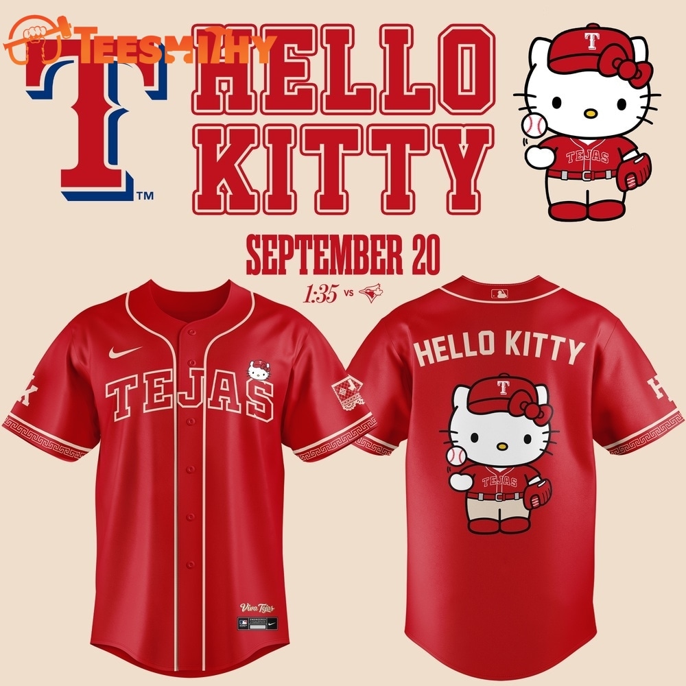 Exclusive Tejas City Connect Texas Rangers x Hello Kitty 2026 Baseball Jersey