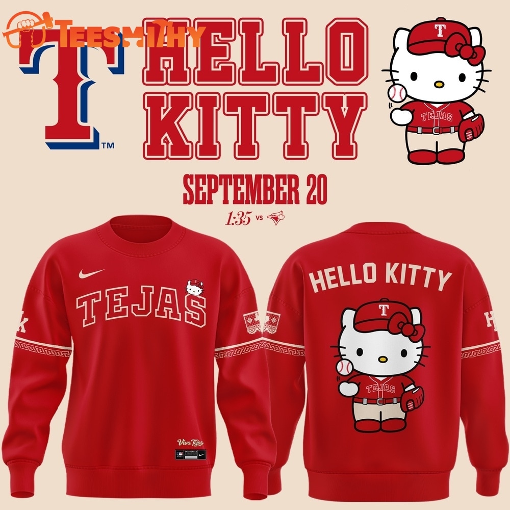 Exclusive Tejas City Connect Texas Rangers x Hello Kitty 2026 Sweatshirt