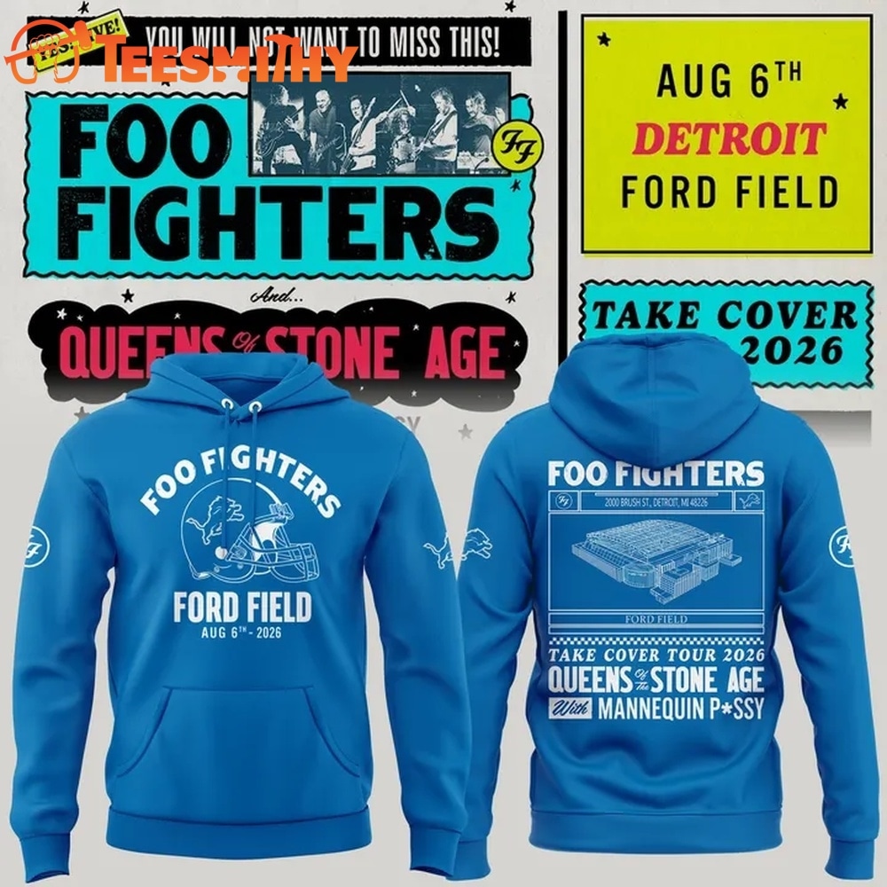 Exclusive Version Detroit Lions x Foo Fighters 2026 Blue Hoodie