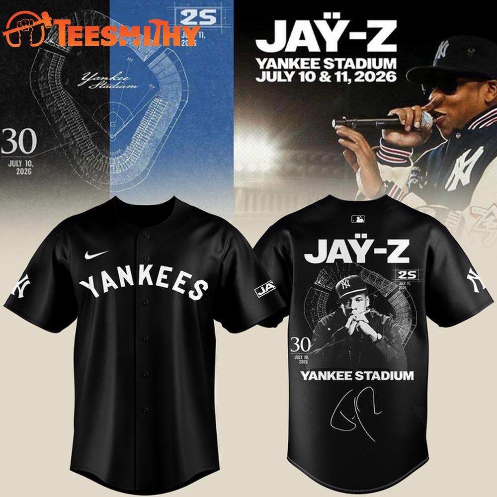 Exclusive Version JAY-Z Yankee Stadium Shows 2026 Black Baseball Jersey