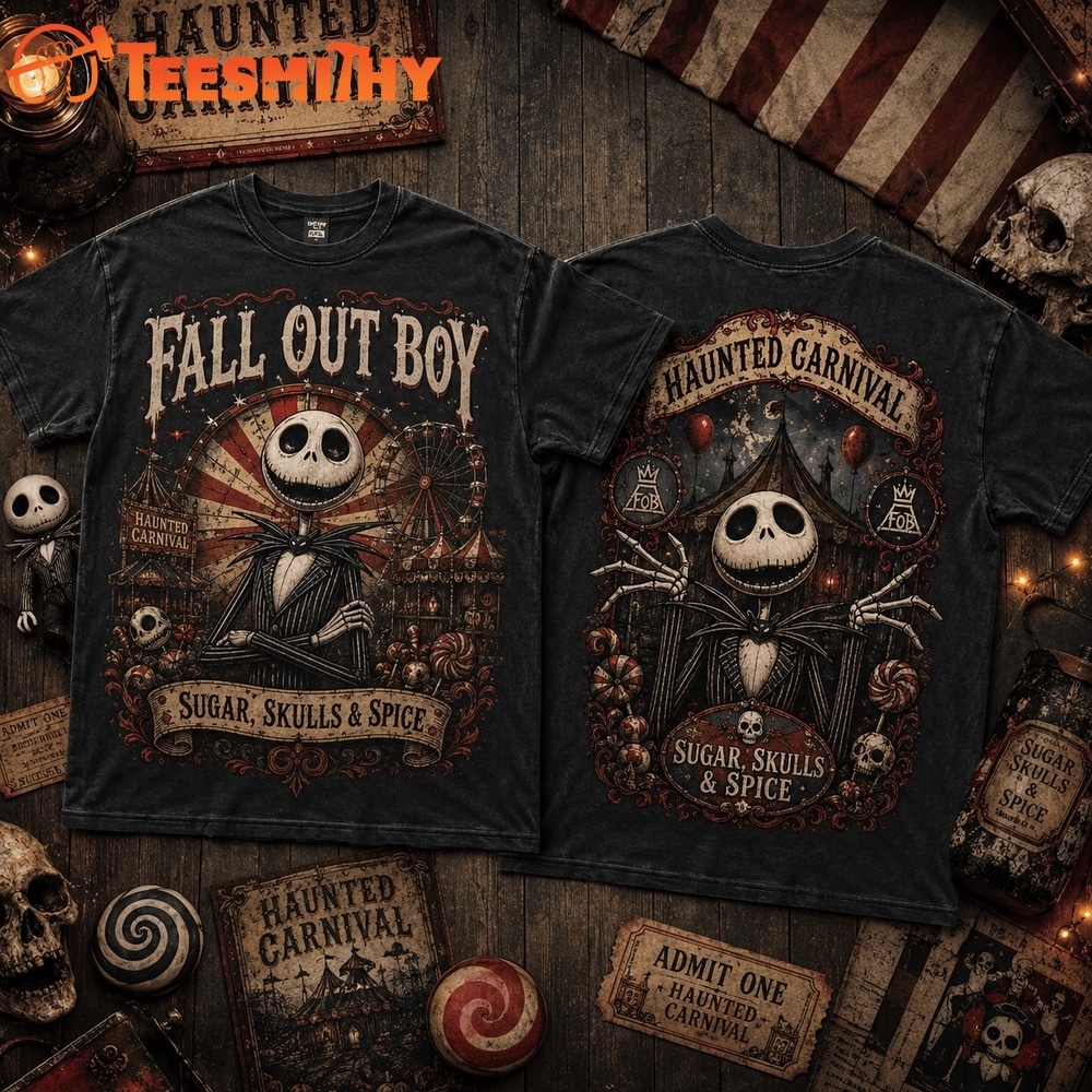 Fall Out Boy x Jack Skellington Haunted Carnival Halloween 3D Shirt