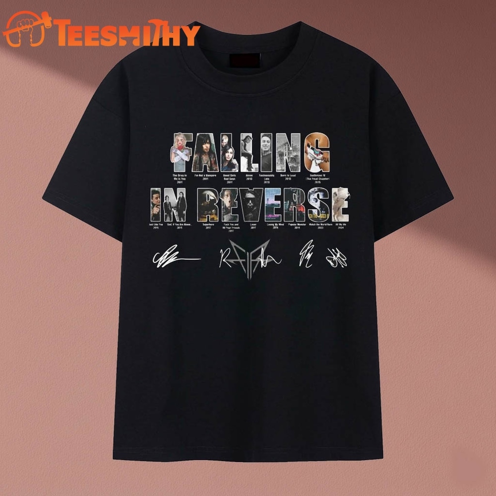 Falling In Reverse Discography Albums Band Signatures Graphic T Shirt