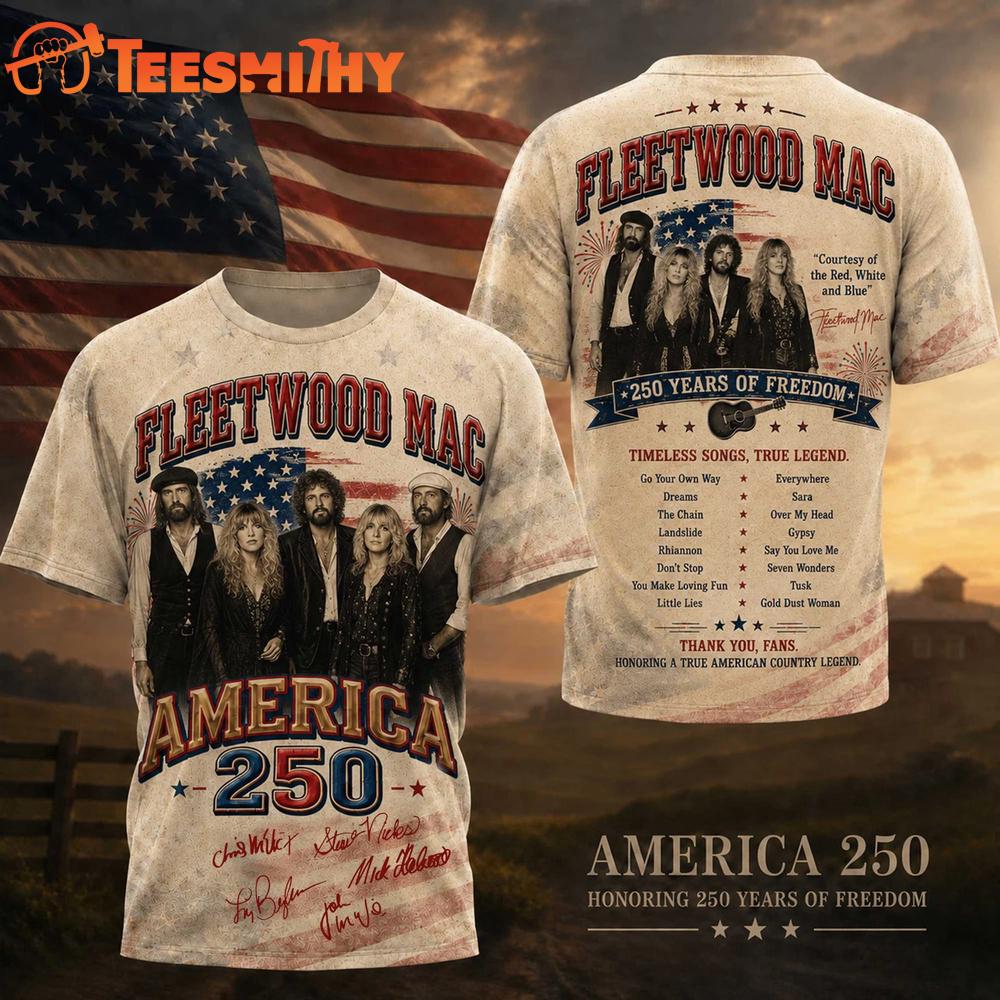 Fleetwood Mac Graphic Signature Music America 250 Years 3D Shirt